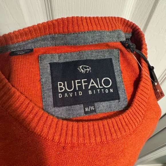 NWT BUFFALO DAVID BITTON Men’s Pullover Crewneck Sweater Blue/Orange Size XL NEW - Picture 3 of 9